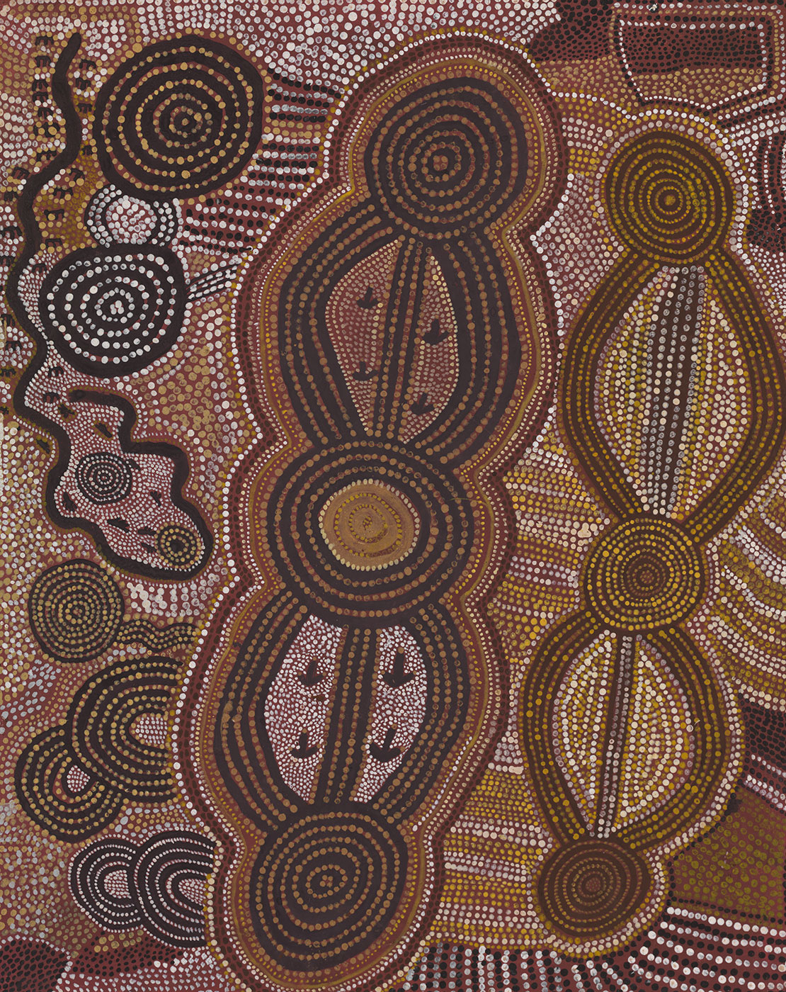 Wanatjalnga 1974 by Charlie Tjaruru (Tarawa) Tjungurrayi. - click to view larger image