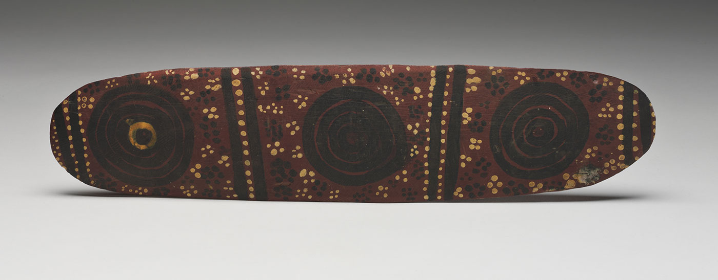 Dancing board 1981 made by Pansy Napangarti (Napangati). - click to view larger image
