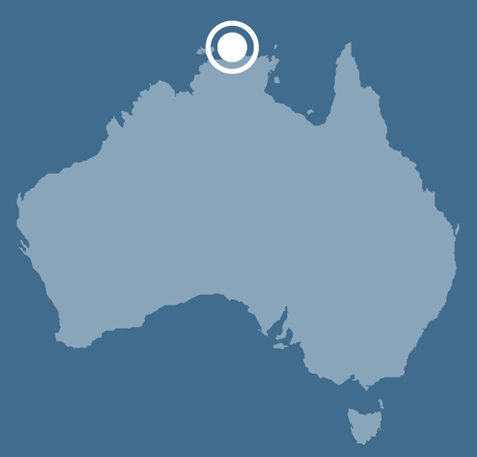 A map of Australia indicating the location of north-east Arnhem Land, Northern Territory. - click to view larger image