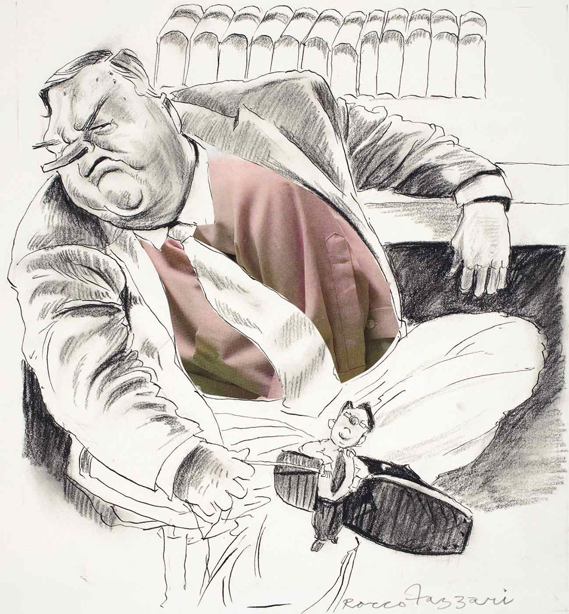 Cartoon of Labor party leader Kim Beazley removing a miniature Mark Latham from the sole of his shoe with a stick. - click to view larger image