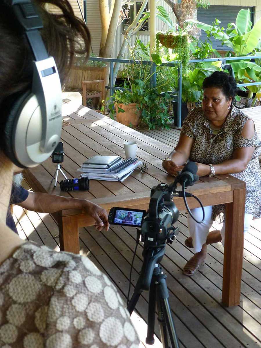 June Oscar being interviewed. - click to view larger image