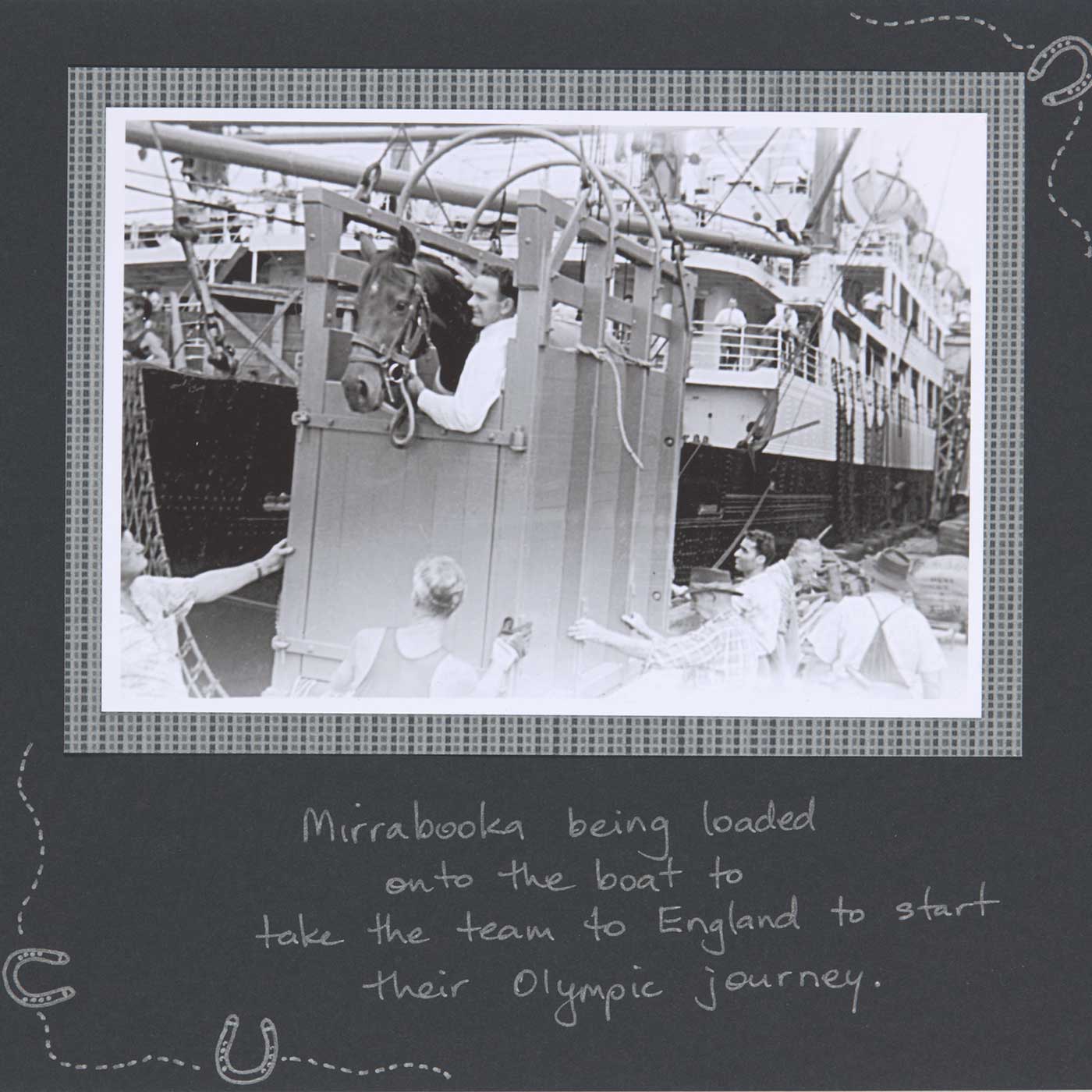 Neale helping load Mirrabooka onto the SS <em>Jason</em>, for the trip to England, 1959. - click to view larger image