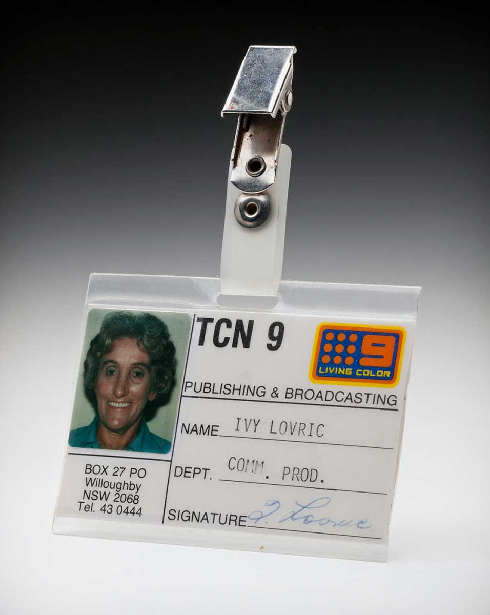 Ivy Lovric's identity pass from Channel 9 - click to view larger image