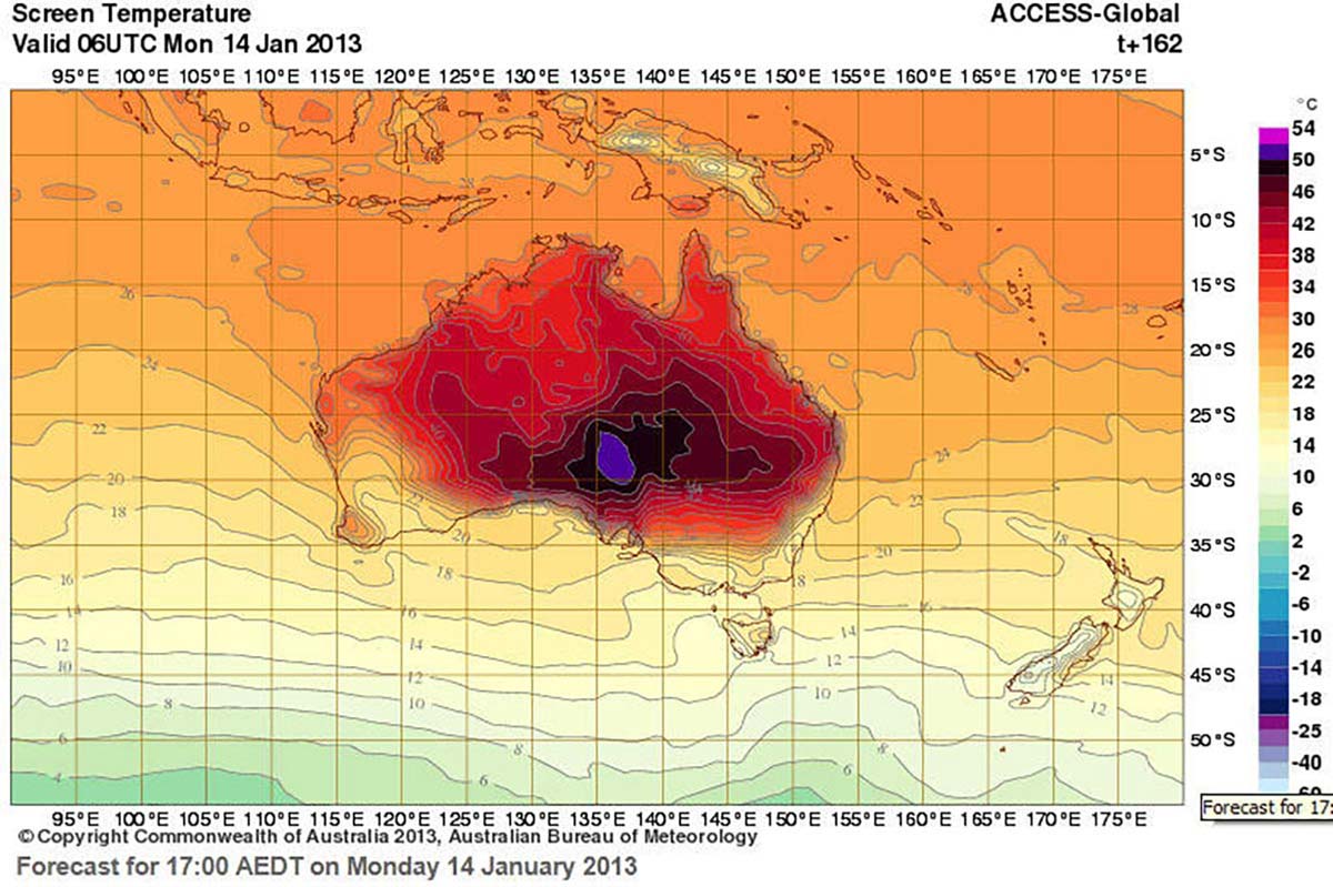 Heat map of Australia.