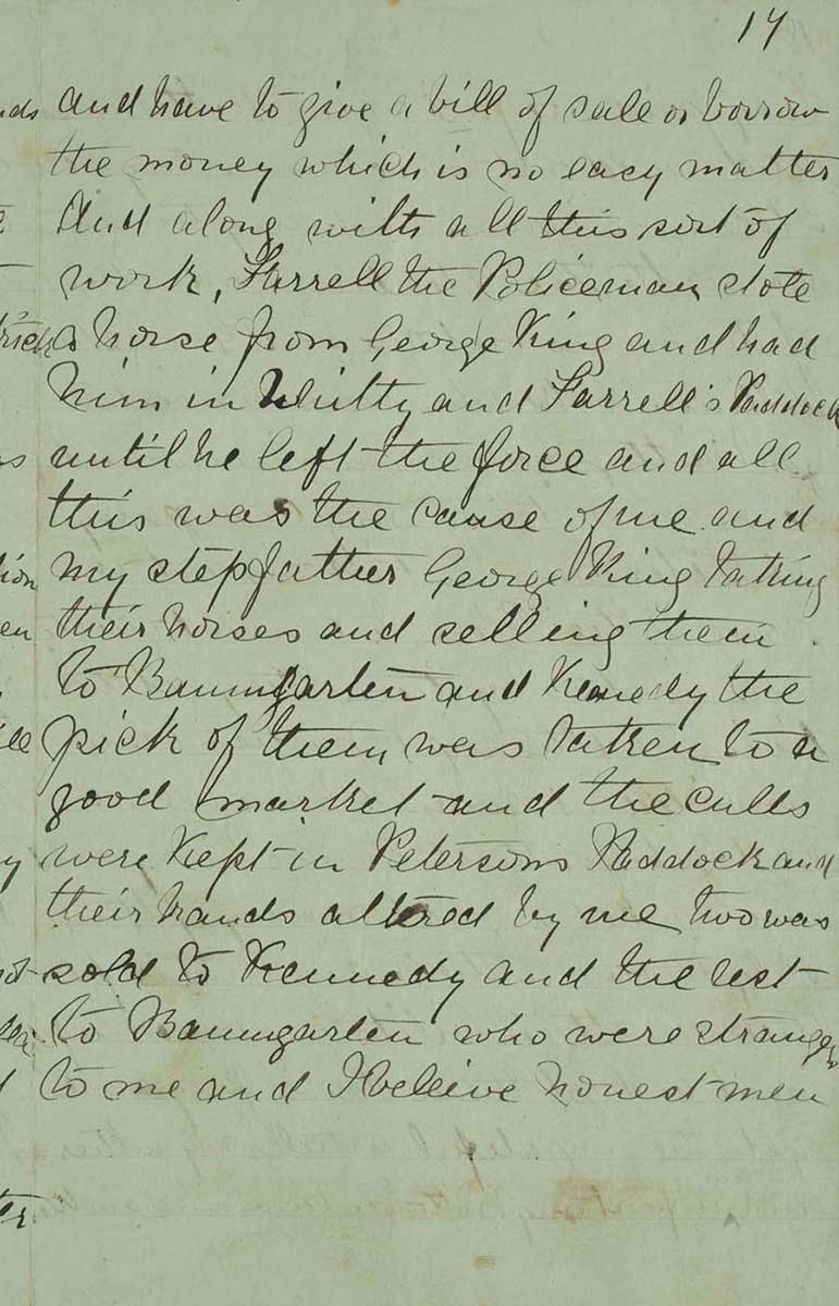 Page seventeen of Ned Kelly's Jerilderie letter. - click to view larger image