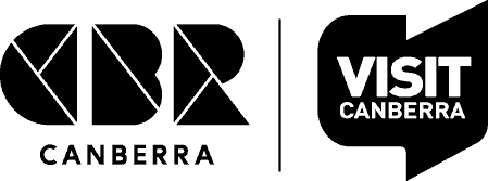 Logo for CBR Canberrra and Visit Canberra.