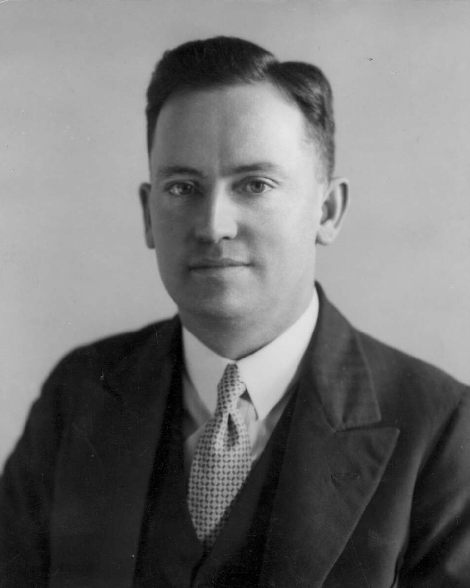 Black and white portrait photo of Frank Forde. - click to view larger image
