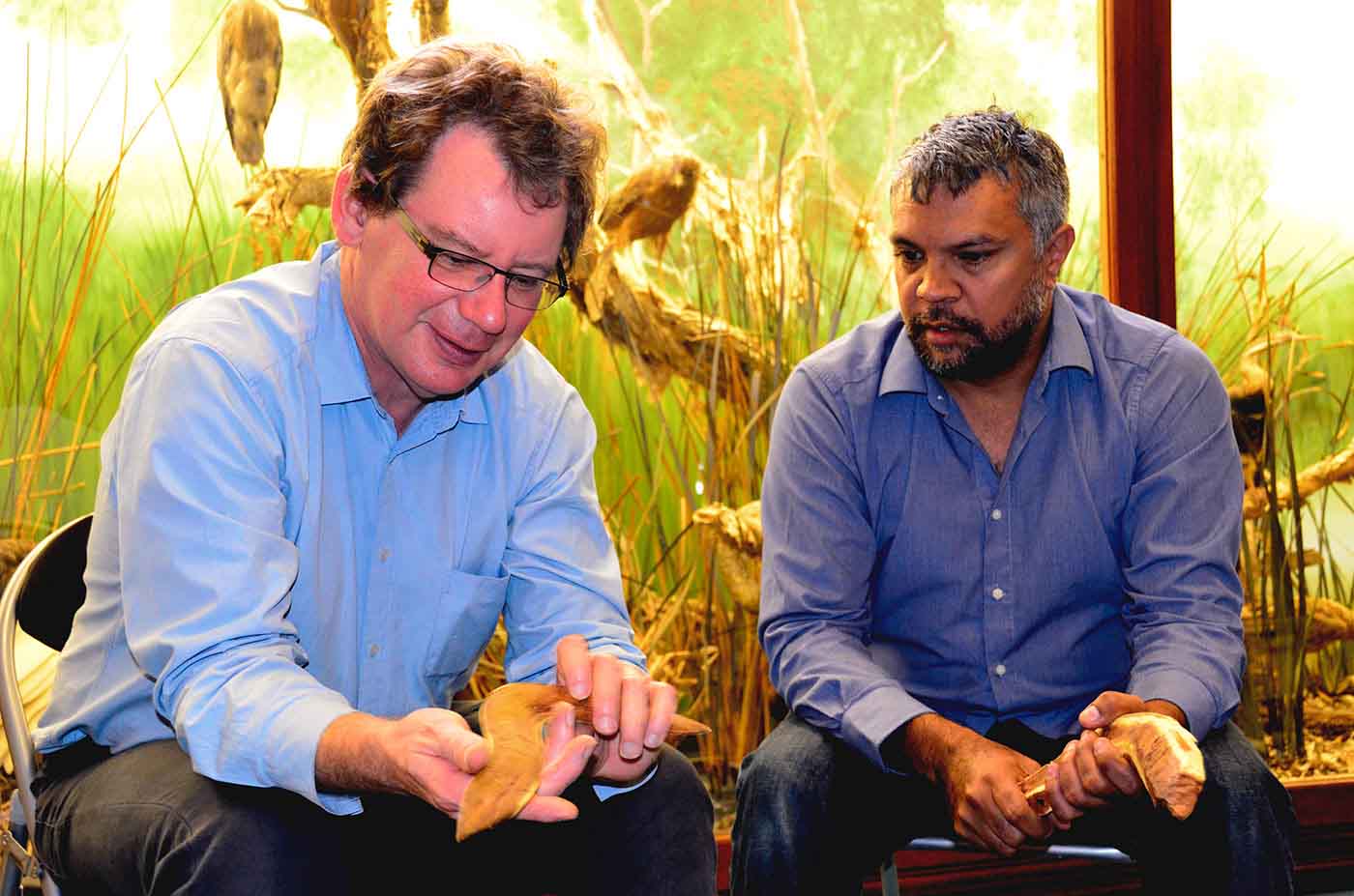 Ian Coates with Noongar artist Brett Nannup in Perth, 2013.