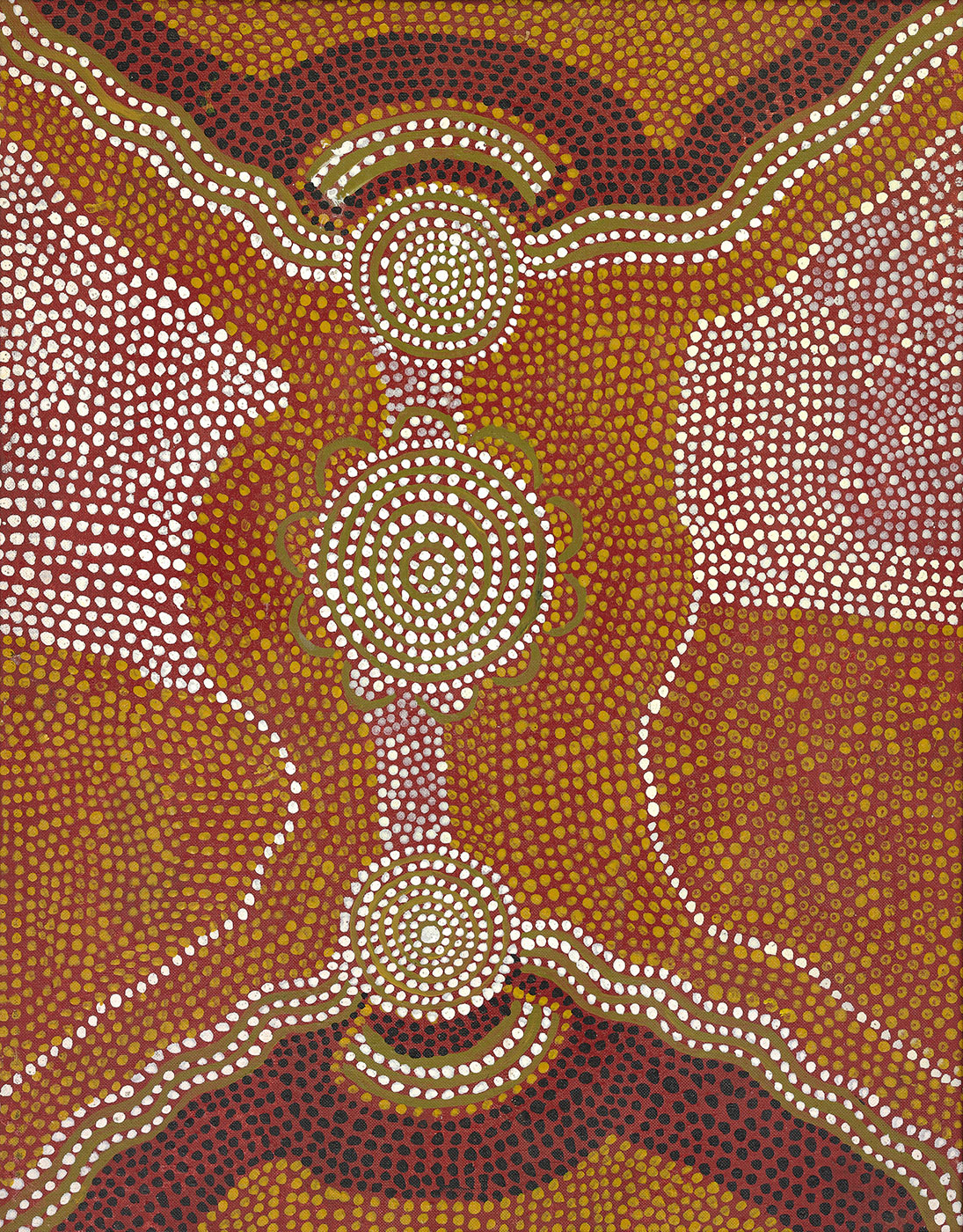 Carpet Snake Dreaming 1976 by Toby Brown Tjampitjinpa. - click to view larger image