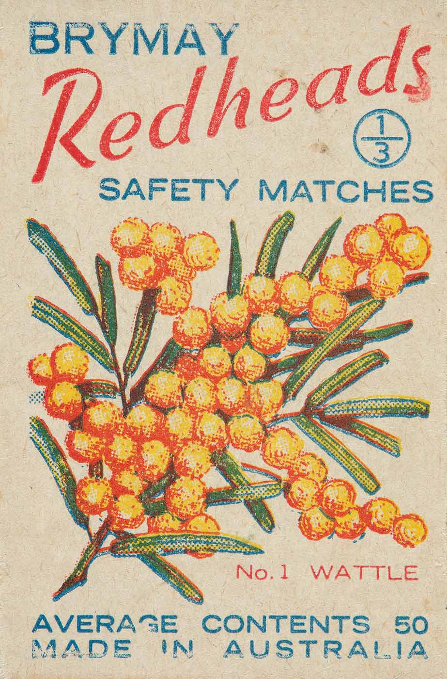 A coloured paper label with carboard backing (boxtop). Design