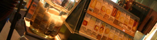 Specimen jars and scientific slides.