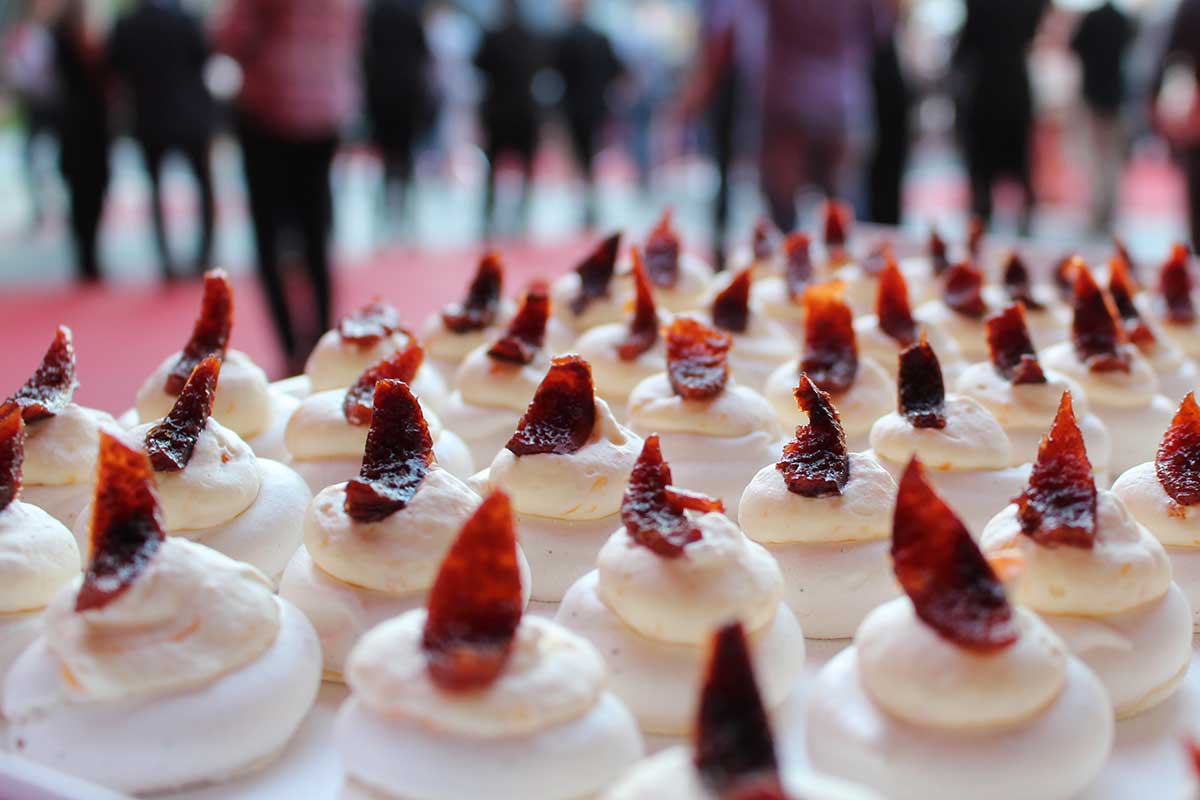 A serving of sweets on a platter